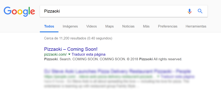 Sitio web de Pizzaoki, "coming soon" - Steve Aoki